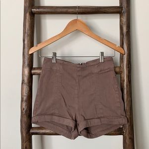 High waisted brown shorts